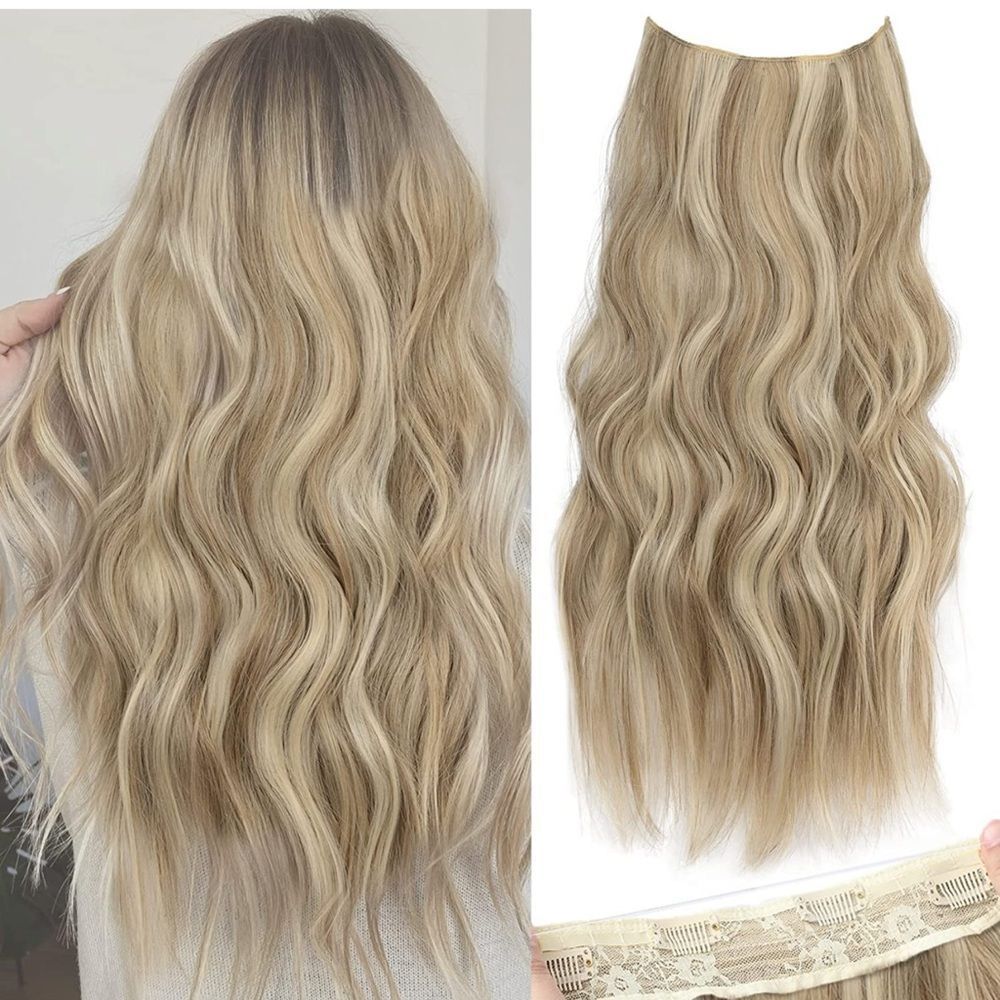 Invisible Wire Hair Extensions Adjustable Size 4 Secure Clips Long Wavy …